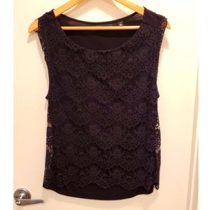 Black Tank with Lace Overlay